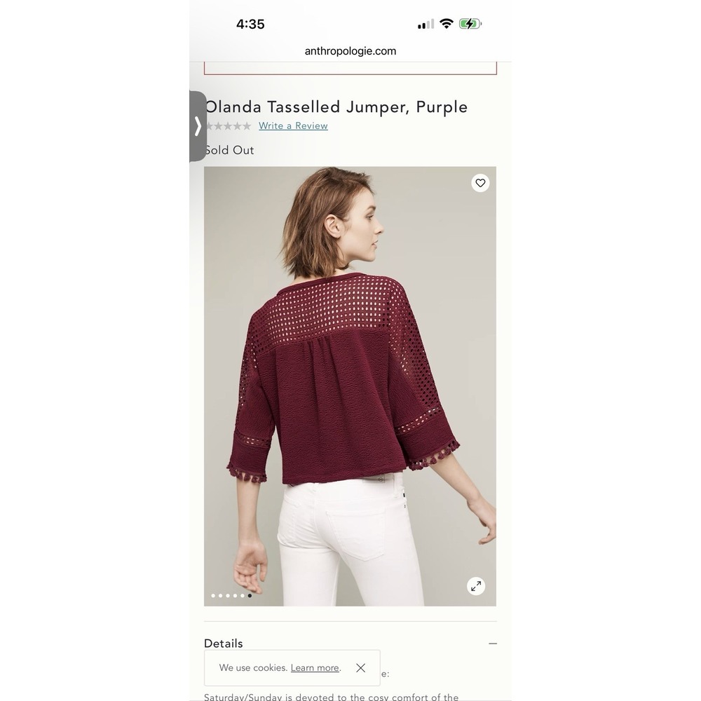 NWT Anthropologie‎ Olanda Tasselled Purple Crochet Knit Boho Top Small Boho - Picture 3 of 16